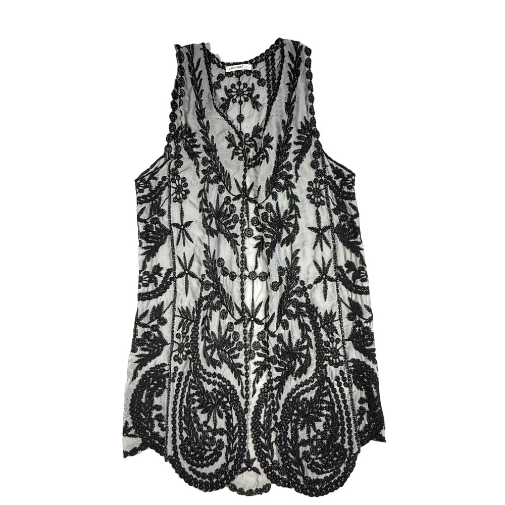 Origami Floral Lace‎ Kimono Vest Embroidered Cardigan Duster Whimsy Goth Witchy